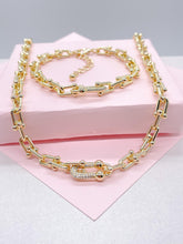 Load image into Gallery viewer, 18k Gold Filled Bone with CZ Pave Necklace and Bracelet