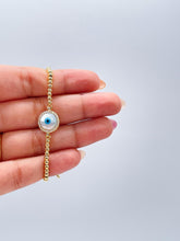 Load image into Gallery viewer, 18k Gold Filled Beaded Blue Eye Adjustable bracelet
