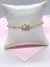 Load image into Gallery viewer, 18k Gold Filled Adjustable Curb Link Bracelet With CZ Teddy Bear Center