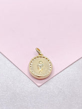 Load image into Gallery viewer, 18k Gold Filled Virgin Mary Medallion Pendant Crowned with CZ Stones