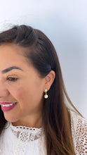 Load image into Gallery viewer, 18k Gold Filled Textured Earring with Dangling Smooth Pearl