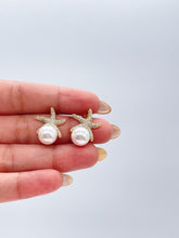 Load image into Gallery viewer, 18k Gold Filled CZ Pave Star and Faux Pearl Stud Earring Featuring StarFish