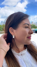 Load image into Gallery viewer, 18k Gold Filled CZ Pave Star and Faux Pearl Stud Earring Featuring StarFish