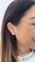 Load image into Gallery viewer, 18k Gold Filled Sunburst Pearl Earring Crowned with CZ