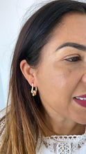 Load image into Gallery viewer, 18k Gold filled Boho Style Wavy Hoop Earrings With Inner Pearl Attached