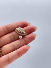Load image into Gallery viewer, Adjustable 18k Gold Filled Leaf Shape Mini Pearl Ring with Marquise CZ