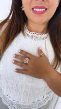 Load image into Gallery viewer, Adjustable 18k Gold Filled Leaf Shape Mini Pearl Ring with Marquise CZ