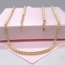 Load image into Gallery viewer, 18k Gold Filled Scored Texture XL Link 3mm Box Chain Necklace