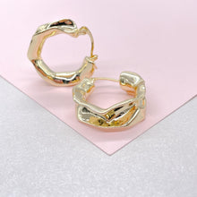 Load image into Gallery viewer, 18k Gold Filled Smooth Sharp-Edged Wrinkle Hoop