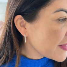 Load image into Gallery viewer, 18k Gold Filled Minimalist Rectangle CZ Pave Hoop Earring