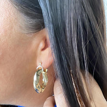 Load image into Gallery viewer, 18k Gold Filled Twisted 7mm Thick Hoop Earrings, Thick and Flat Hoop