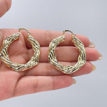 Load image into Gallery viewer, 18k Gold Filled Twisted Hoop Earrings: Thick Flat Hoops