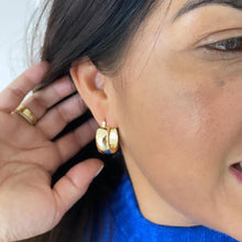 Load image into Gallery viewer, 18k Gold Filled Smooth Extra Wide Sharp-Edged Hoop Earring