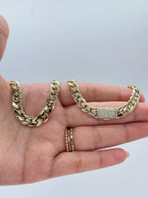 Load image into Gallery viewer, 14k Gold Filled Monaco Link Chain Necklace: CZ Clasp, Stainless Steel Base