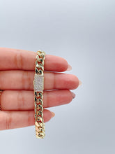 Load image into Gallery viewer, 14k Gold Filled Monaco Link Chain Necklace: CZ Clasp, Stainless Steel Base