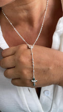 Load image into Gallery viewer, Silver Filled Dainty Rosary with Small Round Saint Benedict Meday and Chunky Crucifix Cross