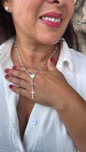 Load image into Gallery viewer, Silver Filled Rosary Necklace: Multicolor St. Benedict Medal, Cross