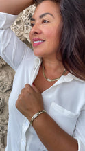 Load image into Gallery viewer, 14k Gold Filled Monaco Link Chain Necklace: CZ Clasp, Stainless Steel Base