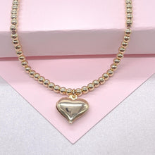 Load image into Gallery viewer, 18k Gold Filled 4mm Beaded Choker With Heart Center
