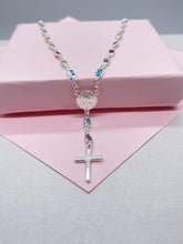 Load image into Gallery viewer, Silver Filled Rosary Necklace: Multicolor St. Benedict Medal, Cross