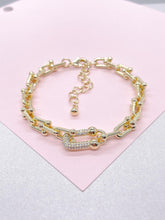 Load image into Gallery viewer, 18k Gold Filled Bone with CZ Pave Necklace and Bracelet