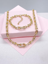 Load image into Gallery viewer, 18k Gold Filled Bone with CZ Pave Necklace and Bracelet