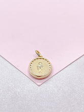 Load image into Gallery viewer, 18k Gold Filled Virgin Mary Medallion Pendant Crowned with CZ Stones