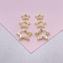 Load image into Gallery viewer, 18k Gold Filled Set of 3 Star Stud Earrings