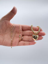 Load image into Gallery viewer, 18k Gold Filled 6mm Bead Necklace with a Puffy Heart Charm attached
