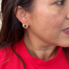 Load image into Gallery viewer, 18k Gold Filled Open Loose Flat Herringbone love Knot Stud