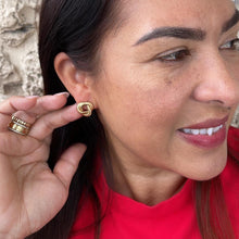 Load image into Gallery viewer, 18k Gold Filled Open Loose Flat Herringbone love Knot Stud