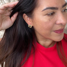 Load image into Gallery viewer, 18k Gold Filled Open Loose Flat Herringbone love Knot Stud