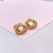 Load image into Gallery viewer, 18k Gold Filled Open Loose Flat Herringbone love Knot Stud