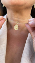 Load image into Gallery viewer, 18k Gold Filled Virgin Mary Medallion Pendant Crowned with CZ Stones