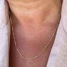 Load image into Gallery viewer, 18k Gold Filled 1.5 mm Dainty Interspaced Solid Bar Dash Curb Chain Necklace Supplies Designers