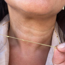 Load image into Gallery viewer, 18k Gold Filled 1.5 mm Dainty Interspaced Solid Bar Dash Curb Chain Necklace Supplies Designers