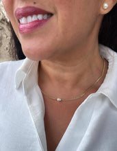 Load image into Gallery viewer, 18k Gold Filled Cuban Link Chain with Synthetic Pearl Choker And Bracelet