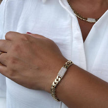Load image into Gallery viewer, 14k Gold Filled Monaco Link Chain Necklace: CZ Clasp, Stainless Steel Base