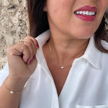 Load image into Gallery viewer, 18k Gold Filled Cuban Link Chain with Synthetic Pearl Choker And Bracelet