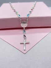 Load image into Gallery viewer, Silver Filled Rosary Necklace: Multicolor St. Benedict Medal, Cross