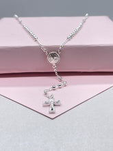 Load image into Gallery viewer, Silver Filled Dainty Rosary with Small Round Saint Benedict Meday and Chunky Crucifix Cross