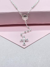 Load image into Gallery viewer, Silver Filled Dainty Rosary with Small Round Saint Benedict Meday and Chunky Crucifix Cross