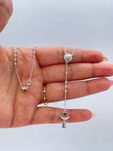Load image into Gallery viewer, Silver Filled Dainty Rosary with Small Round Saint Benedict Meday and Chunky Crucifix Cross