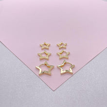 Load image into Gallery viewer, 18k Gold Filled Set of 3 Star Stud Earrings