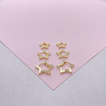 Load image into Gallery viewer, 18k Gold Filled Set of 3 Star Stud Earrings