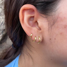 Load image into Gallery viewer, 18k Gold Filled Set of 3 Huggie Hoops, Trio Earrings