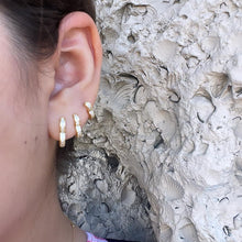 Load image into Gallery viewer, 18k Gold Filled Set of 3 Simple Heart Shaped CZ stone Huggie Earrings