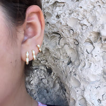 Load image into Gallery viewer, 18k Gold Filled Set of 3 Simple Heart Shaped CZ stone Huggie Earrings