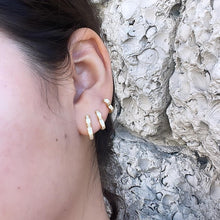 Load image into Gallery viewer, 18k Gold Filled Set of 3 Simple Heart Shaped CZ stone Huggie Earrings