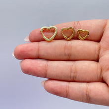 Load image into Gallery viewer, 18k Gold Filled Set of 3 Simple Heart Shaped CZ stone Huggie Earrings